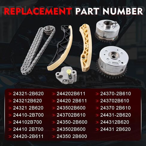 مجموعة سلسلة توقيت المحرك 24410-2B700 استبدال لـ Hyundai Accent Elantra Kona Sonata Tucson Veloster لـ Kia Forte Seltos Soul Rio Optima استبدال 24420-2B611 24321-2B620 in Kuwait