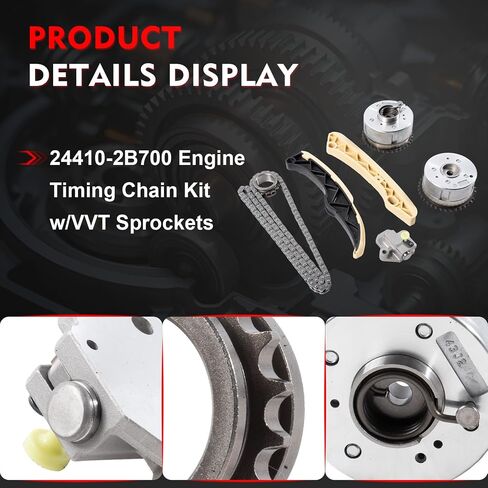 مجموعة سلسلة توقيت المحرك 24410-2B700 استبدال لـ Hyundai Accent Elantra Kona Sonata Tucson Veloster لـ Kia Forte Seltos Soul Rio Optima استبدال 24420-2B611 24321-2B620 in Kuwait