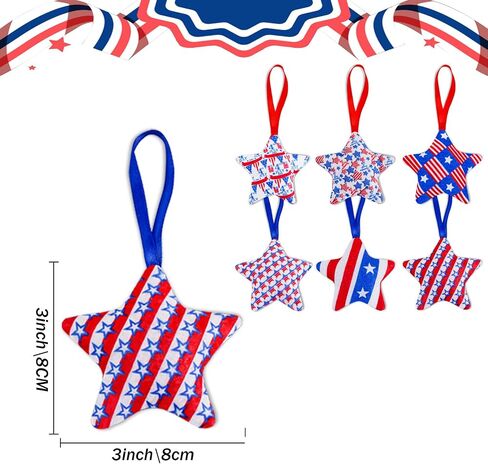 Felt Fabric Stars Hanging Ornament, 12 Pieces Set, 4th of July Patriotic Fabric Star Ornament, Red White Blue Stars Tree Ornaments for Memorial Day Veteran Day Hanging Decorations (Blue) in Saudi Arabia