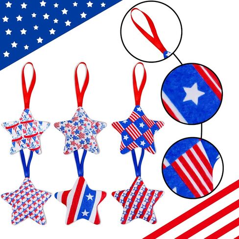 Felt Fabric Stars Hanging Ornament, 12 Pieces Set, 4th of July Patriotic Fabric Star Ornament, Red White Blue Stars Tree Ornaments for Memorial Day Veteran Day Hanging Decorations (Blue) in Saudi Arabia