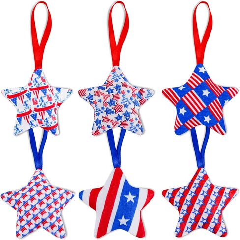 Felt Fabric Stars Hanging Ornament, 12 Pieces Set, 4th of July Patriotic Fabric Star Ornament, Red White Blue Stars Tree Ornaments for Memorial Day Veteran Day Hanging Decorations (Blue) in Saudi Arabia