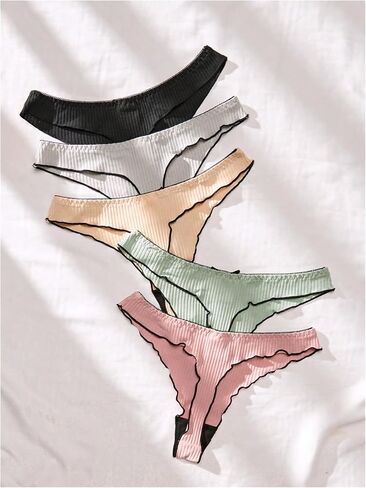 GORGLITTER Women's 5 Packs Lettuce Trim Panties Cute Underwear Low Rise Brief in Saudi Arabia