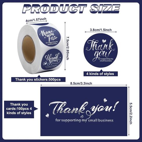 600 Pieces Thank You For Supporting My Small Business Cards and Stickers Set - Pink Gold Foil Thank You Cards for Retail Store Package Insert Envelope Seals Business Owner Sellers in Saudi Arabia