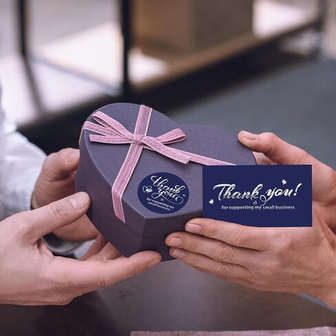 600 Pieces Thank You For Supporting My Small Business Cards and Stickers Set - Pink Gold Foil Thank You Cards for Retail Store Package Insert Envelope Seals Business Owner Sellers in Saudi Arabia