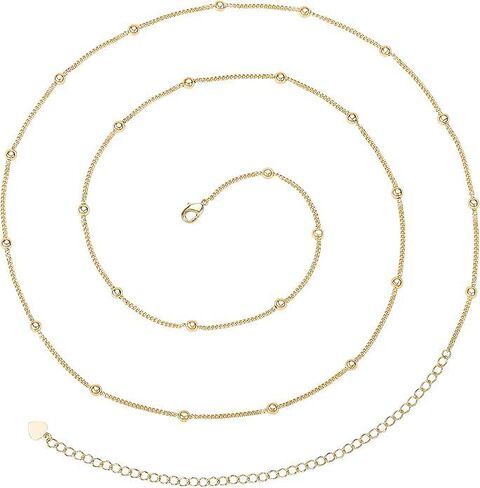 14K Gold Waist Chain for Women, Plated Layered Belly Chain for The Waist Adjustable Waterproof Sexy Bikini Satellite Beads Chain Summer Non Tarnish Body Chain Jewelry Gifts for Women in Saudi Arabia