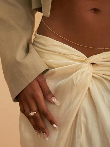 14K Gold Waist Chain for Women, Plated Layered Belly Chain for The Waist Adjustable Waterproof Sexy Bikini Satellite Beads Chain Summer Non Tarnish Body Chain Jewelry Gifts for Women in Saudi Arabia