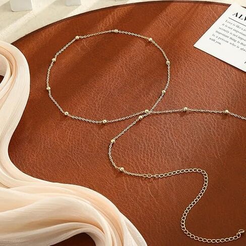 14K Gold Waist Chain for Women, Plated Layered Belly Chain for The Waist Adjustable Waterproof Sexy Bikini Satellite Beads Chain Summer Non Tarnish Body Chain Jewelry Gifts for Women in Saudi Arabia