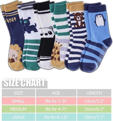 Linemin Kids Boys الصغار الجوارب الغامضة مع قبضة لطيف ممتع حيوان دافئ الشتاء الشتاء دافئة غير قسيمة الجوارب 6 أزواج in Kuwait