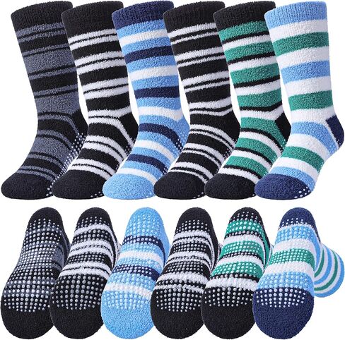 Linemin Kids Boys الصغار الجوارب الغامضة مع قبضة لطيف ممتع حيوان دافئ الشتاء الشتاء دافئة غير قسيمة الجوارب 6 أزواج in Kuwait