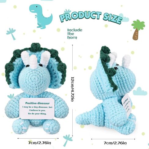 Positive Bear Unicorn Trash Can Dinosaur Crochet with Card, Appreciation Gift for Coworker, Friend, Teacher, Sister, Mom, Christmas, Birthday, Thank You Gift Women Men(Green,Dinosaur) in Saudi Arabia
