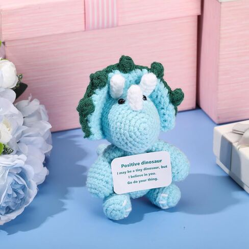 Positive Bear Unicorn Trash Can Dinosaur Crochet with Card, Appreciation Gift for Coworker, Friend, Teacher, Sister, Mom, Christmas, Birthday, Thank You Gift Women Men(Green,Dinosaur) in Saudi Arabia