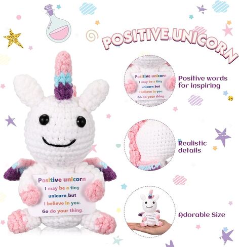 Positive Bear Unicorn Trash Can Dinosaur Crochet with Card, Appreciation Gift for Coworker, Friend, Teacher, Sister, Mom, Christmas, Birthday, Thank You Gift Women Men(Green,Dinosaur) in Kuwait