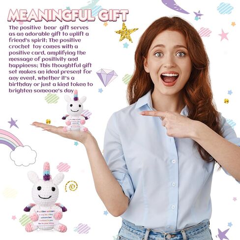 Positive Bear Unicorn Trash Can Dinosaur Crochet with Card, Appreciation Gift for Coworker, Friend, Teacher, Sister, Mom, Christmas, Birthday, Thank You Gift Women Men(Green,Dinosaur) in Kuwait