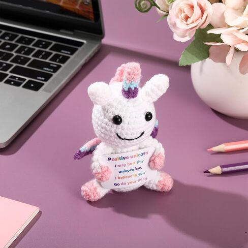 Positive Bear Unicorn Trash Can Dinosaur Crochet with Card, Appreciation Gift for Coworker, Friend, Teacher, Sister, Mom, Christmas, Birthday, Thank You Gift Women Men(Green,Dinosaur) in Kuwait