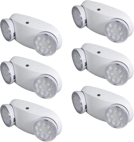 مصباح طوارئ LED OSTEK مع رأس ضوء فيضانات قابل للتعديل، أضواء طوارئ للأعمال، بطارية احتياطية 90 دقيقة، مقاومة للحريق 120-277 فولت (UL 94V-0) (4 عبوات) in Kuwait