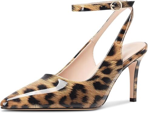DearOnly Womens Pointed Toe Closed Slingback Stiletto High Heels Ankle Strap Party Pumps Patent Leather Dress Shoes 3.2 Inches Heels in Kuwait
