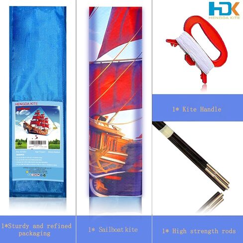 HENGDA KITE Sailboat Kite,for Kids and Adults,Easy to Fly,Excellent Fabric and Structure Design,The Pictures are Beautiful in high Definition,Suitable for Beginners(42x23) in Blue in Saudi Arabia