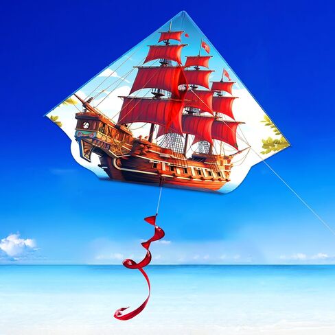 HENGDA KITE Sailboat Kite,for Kids and Adults,Easy to Fly,Excellent Fabric and Structure Design,The Pictures are Beautiful in high Definition,Suitable for Beginners(42x23) in Blue in Saudi Arabia