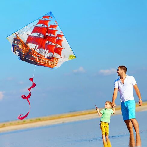 HENGDA KITE Sailboat Kite,for Kids and Adults,Easy to Fly,Excellent Fabric and Structure Design,The Pictures are Beautiful in high Definition,Suitable for Beginners(42x23) in Blue in Saudi Arabia