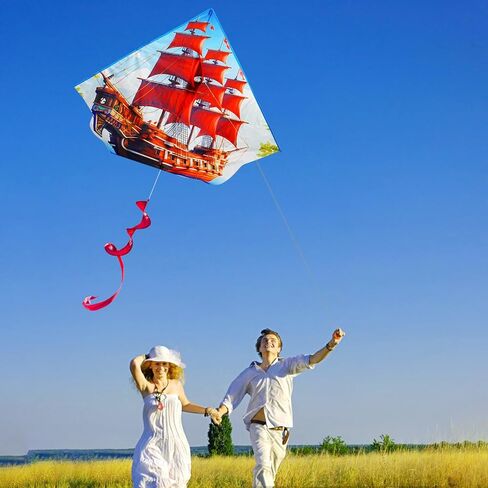 HENGDA KITE Sailboat Kite,for Kids and Adults,Easy to Fly,Excellent Fabric and Structure Design,The Pictures are Beautiful in high Definition,Suitable for Beginners(42x23) in Blue in Saudi Arabia