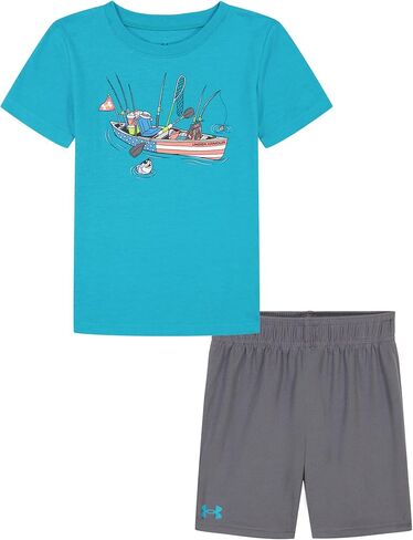 Under Armour Boys Short Sleeve Tee and Short Set, Lightweight and Breathable in Kuwait
