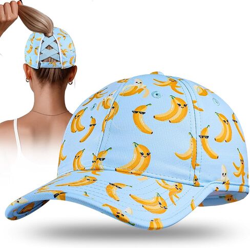 Flafens High Ponytail Hats for Women Baseball Caps - Cute Summer Adjustable Criss Cross Sports Running Pony Tail Hat Ladies in Kuwait