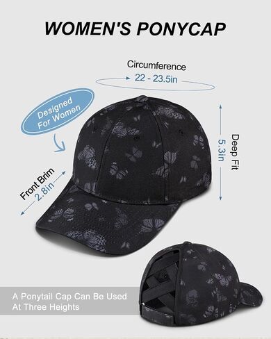 Flafens High Ponytail Hats for Women Baseball Caps - Cute Summer Adjustable Criss Cross Sports Running Pony Tail Hat Ladies in Kuwait