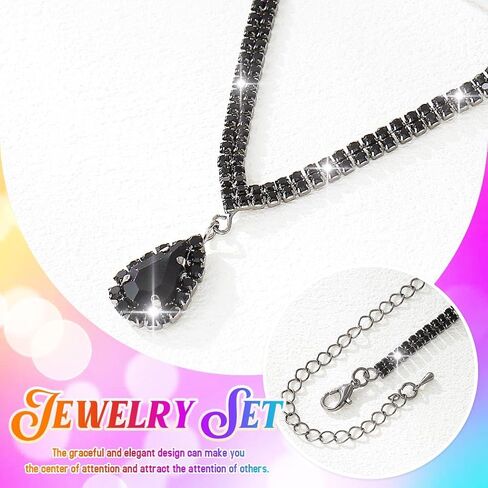 Aukmla Rhinestones Bridal Wedding Jewelry Set Crystal Necklaces Earrings Bracelet Ring Sets Prom Jewelry for Women and Brides in Kuwait