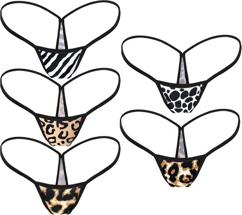 Women's Low Rise G String Thong Underwear Leopard Seamless Micro Back No Show Bikini Panties in Saudi Arabia