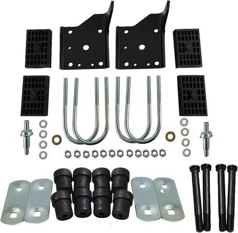 Multi Leaf Spring W/U-Bolts صدمة لوحة تثبيت مجموعة أدوات وبطانات القيود الخلفية لـ 68 Chevrolet Chevy II ، متوافق مع 1968 1969 Camaro Pontiac Firebird ، لعام 1969-1972 Chevy Nova in Kuwait