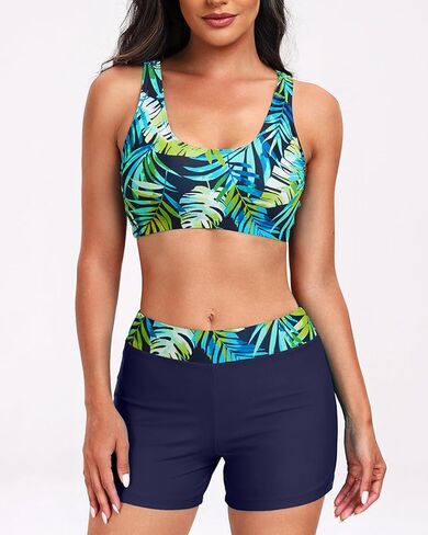 Holipick Long Sleeve Swimsuits for Women - 3 Piece Rash Guard with Shorts Zipper SPF Swim Shirt with Built in Bra in Saudi Arabia