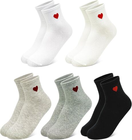 Jinny's Shoppe Women’s Novelty Cute Crew Socks – 4/5 Pairs Colorful Soft Cozy Lovely Cotton Socks for Everyday Casual Wear in Saudi Arabia