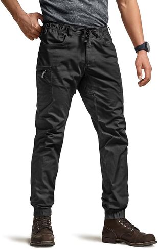 CQR Men's Flex Lightweight Joggers, Elastic Waist Drawstring Casual Pants, Tapered Fit Water Resistant Outdoor Cargo Pants in Kuwait