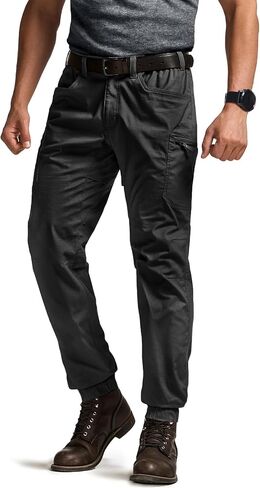 CQR Men's Flex Lightweight Joggers, Elastic Waist Drawstring Casual Pants, Tapered Fit Water Resistant Outdoor Cargo Pants in Kuwait