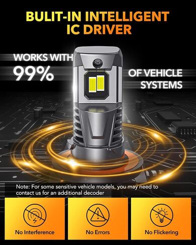 OXILAM 9008 H13 LED Bulbs, 900% Ultra-Bright, 6500K Pure White 9008 Fog Light, Easy Plug-N-Play Installation, IP68 Waterproof, Pack of 2 in Kuwait