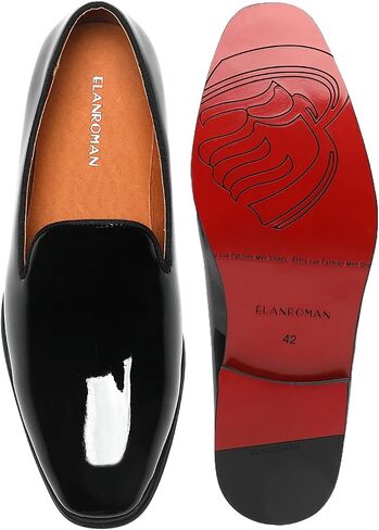 ELANROMAN Men's Patent Leather Loafers Wedding Party Prom Shoes in Saudi Arabia