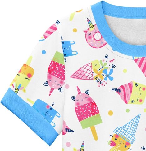 LQSZ Girls Pajamas Short Sleeve Toddler Girl Summer Pajamas 3 Piece Pjs Set Sleepwear for Girls 3-10 Years in Saudi Arabia