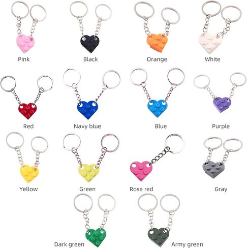 Heart Keychains Matching Brick Keychain for Couples Keychain Heart Building Block Keychain for Boyfriend Girlfriend in Kuwait