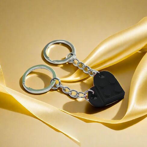 Heart Keychains Matching Brick Keychain for Couples Keychain Heart Building Block Keychain for Boyfriend Girlfriend in Kuwait
