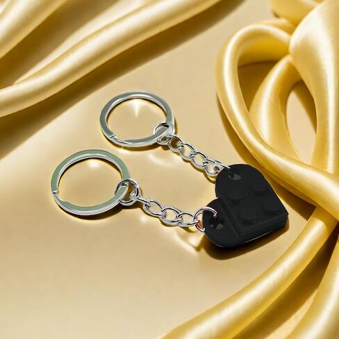Heart Keychains Matching Brick Keychain for Couples Keychain Heart Building Block Keychain for Boyfriend Girlfriend in Kuwait