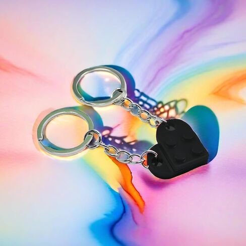 Heart Keychains Matching Brick Keychain for Couples Keychain Heart Building Block Keychain for Boyfriend Girlfriend in Kuwait