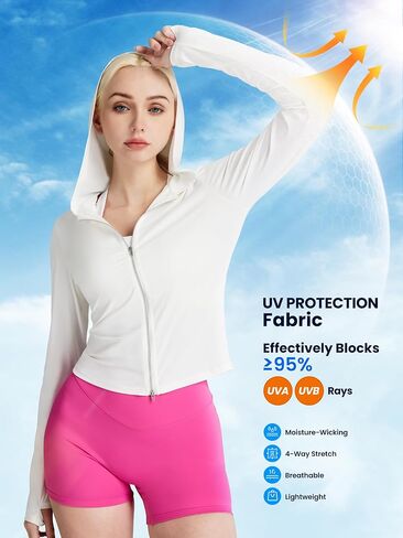 AVGO Women's UPF 50+ Sun Protection Athletic Jacket Zip Up Hoodie Lightweight Long Sleeve Sun Shirt for Outdoor Hiking in Saudi Arabia