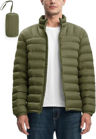 Rdruko Men's Puffer Packable Lightweight Jacket Winter Windproof Down Alternative Stand Collar Coat in Saudi Arabia
