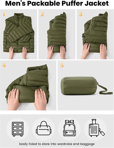 Rdruko Men's Puffer Packable Lightweight Jacket Winter Windproof Down Alternative Stand Collar Coat in Saudi Arabia