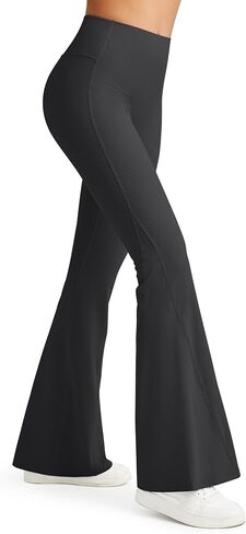 G4Free Ribbed Flare Yoga Pants for Women High Waisted Bell Bottom Leggings Tummy Control Petite/Regular/Tall in Saudi Arabia