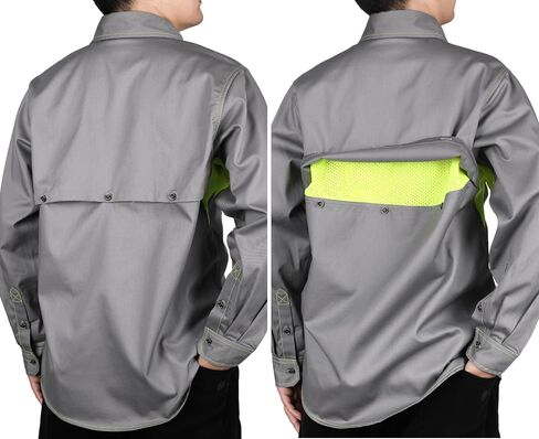 BOCOMAL FR Shirt for Summer Lightweight Vented Mesh Back and Underarm Breathable Flame Resistant Welding Button Down Shirts in Saudi Arabia