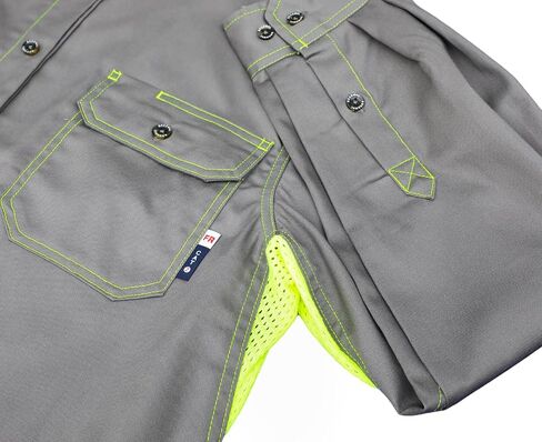 BOCOMAL FR Shirt for Summer Lightweight Vented Mesh Back and Underarm Breathable Flame Resistant Welding Button Down Shirts in Saudi Arabia