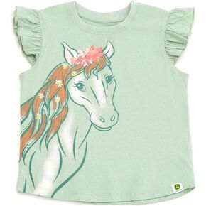 John Deere Farm Animals Girls T-Shirt Toddler to Little Kid Sizes (2T - 7-8)