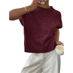 MakeMeChic Women's Floral Knitted Vest Top Sleeveless Pullover Sweater Vest
