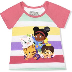 Daniel Tiger's Neighborhood Girls Short Sleeve Shirt for Toddlers – Pink/White